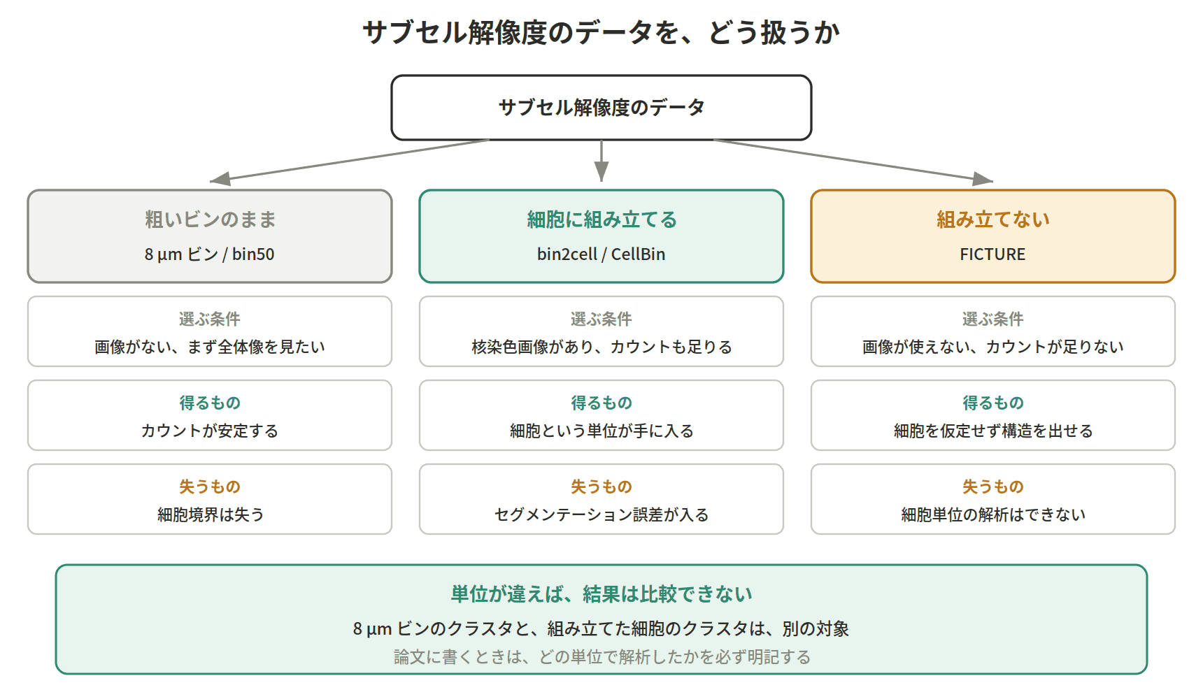 図:サブセル解像度のデータを、どう扱うか